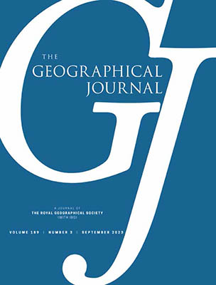 cover - blue background with letter GJ in white, The Geographical Journal