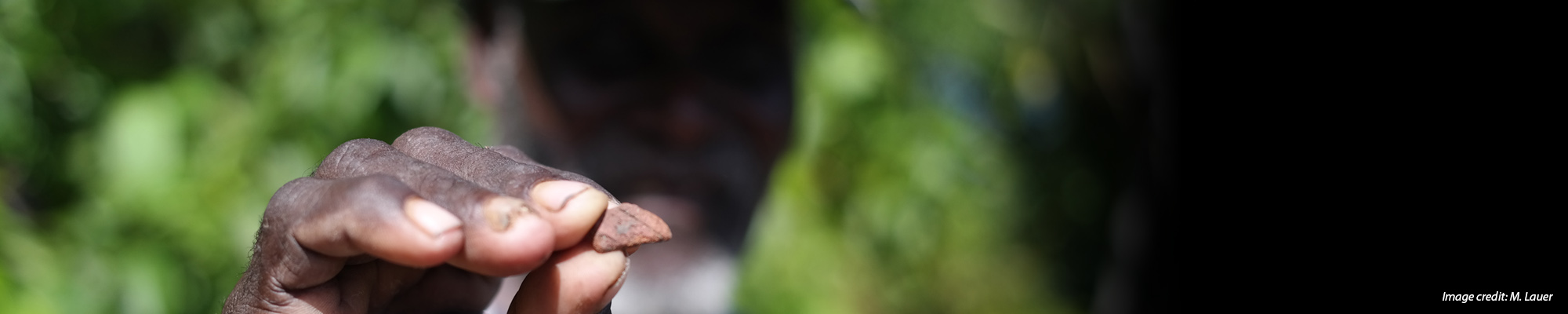 hand holds a pottery fragment, Image Credit: M. Lauer